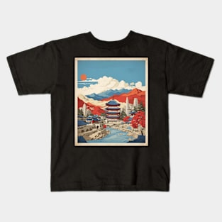 Bucheon South Korea Travel Tourism Retro Vintage Art Kids T-Shirt